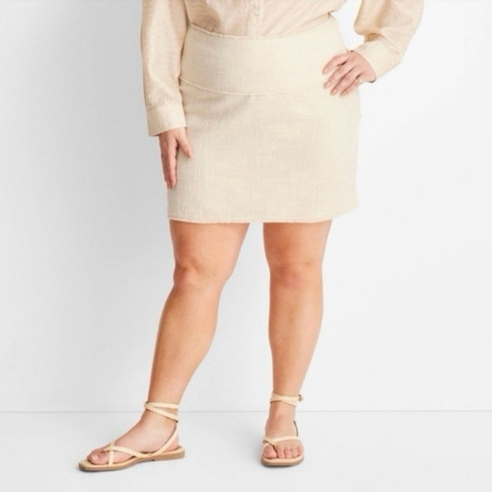 347P NWT Future Collective‎ Jenny Lopez Boucle Frayed Edge Mini Skirt - Size: 28